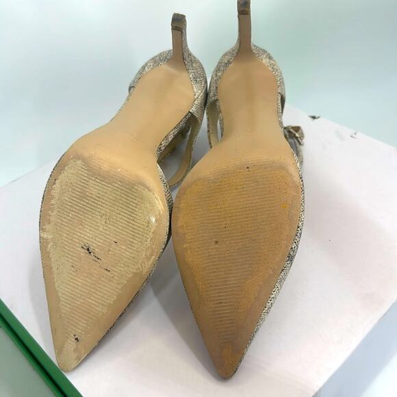 Nine West Cream Heels with Pointed Toe and Ankle Strap T Strap Snake Print 8 - Picture 9 of 13
